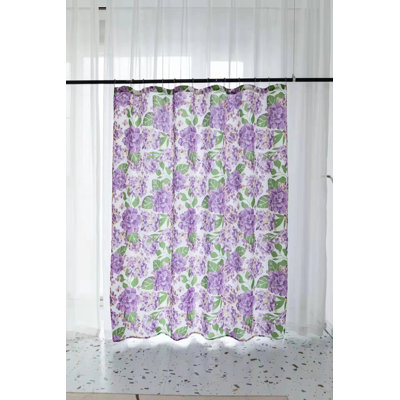 Floral Shower Curtain with Hooks Included