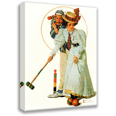 Croquet par Norman Rockwell, toile tendue avec châssis
