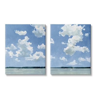 «Bright Cloudy Sky Lake Water Landscape Summer Day», ensemble de 2 impressions