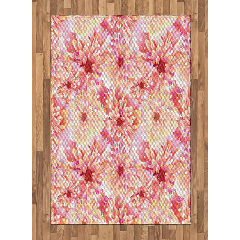 Pink High Density Long Fiber Poly Threads Decorative Area Rug Carpet, Rectangle 4' x 5'8"