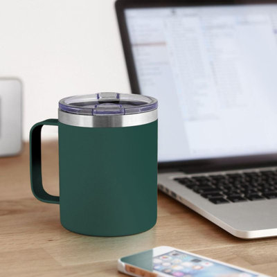 Zulay Kitchen Insulated Coffee Mug With Lid - Stainless Steel Camping Mug Tumbler With Handle