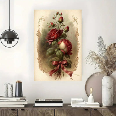 Reproduction d'art classique sur toile avec bouquet de roses rouges - Urban Studio