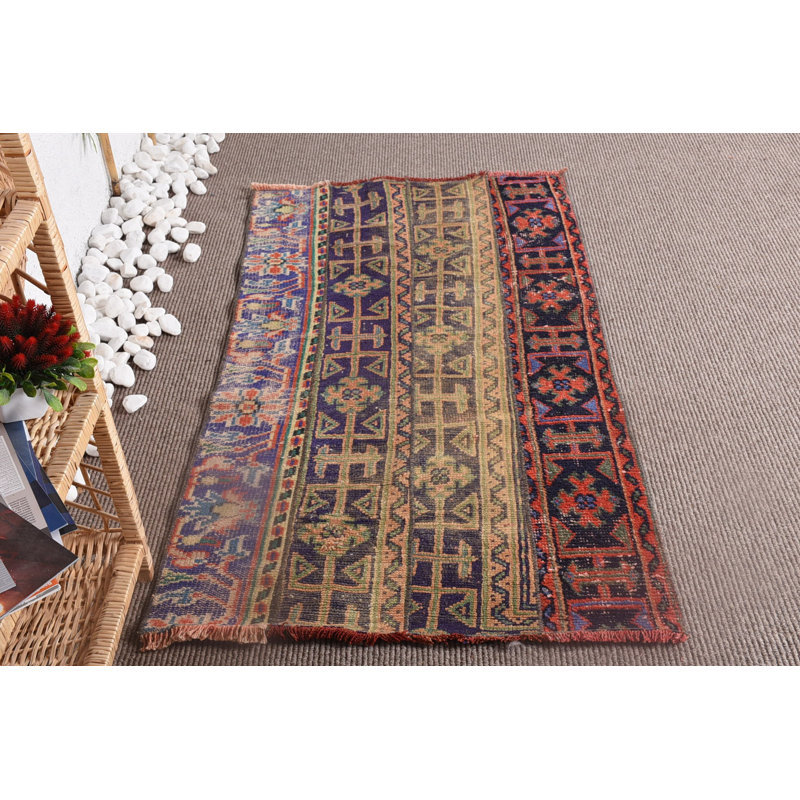 Petit tapis 2,6 x 4,8 pi, tapis turc, tapis de chambre rouge, tapis modernes, tapis géométriques, tapis rétro