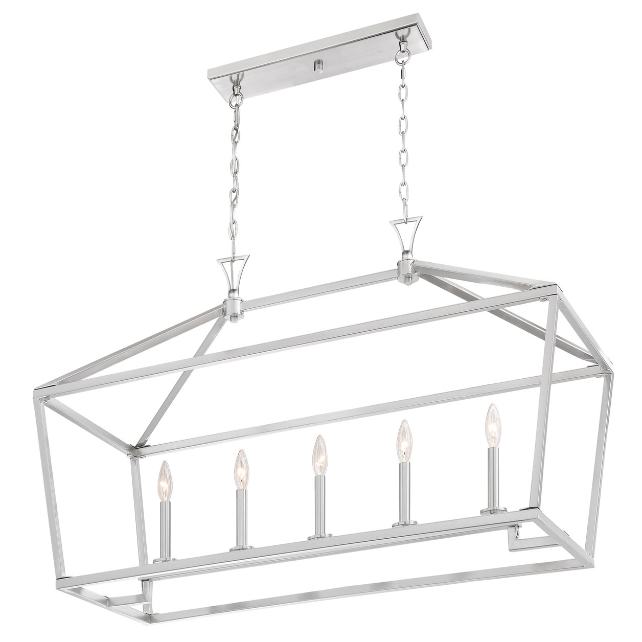 Hastings 5 Light Dimmable Pendant, Satin Nickel, 23.5" H x 44" W x 16" D