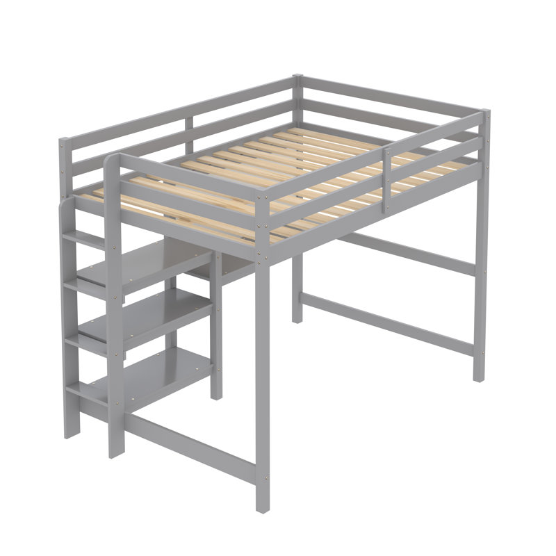 Lit mezzanine double Orelia pour enfants, gris