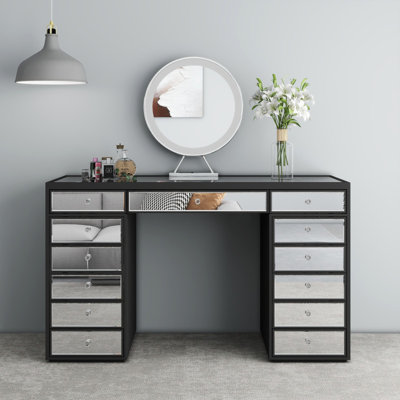 Patternson Mirrored Vanity Table 13-Drawer