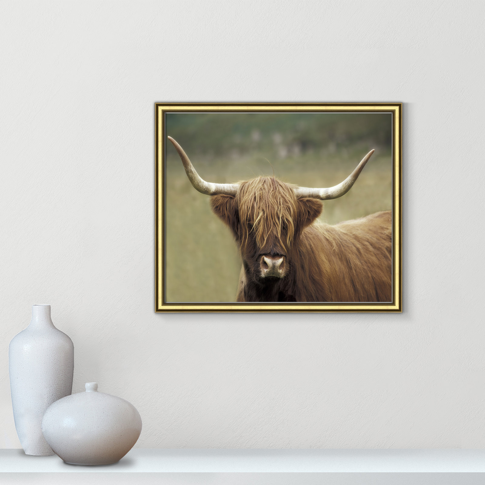 Frederic "Highland Afternoon" Print, 17.25" H x 20.25" W x 0.88" D, Gold Framed