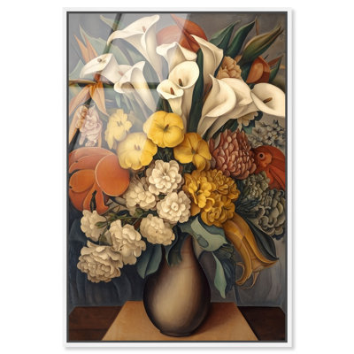 «Autumnal Floral Harvest I», reproduction d'art acrylique encadrée par Art Remedy, cadre blanc, 36 x 54