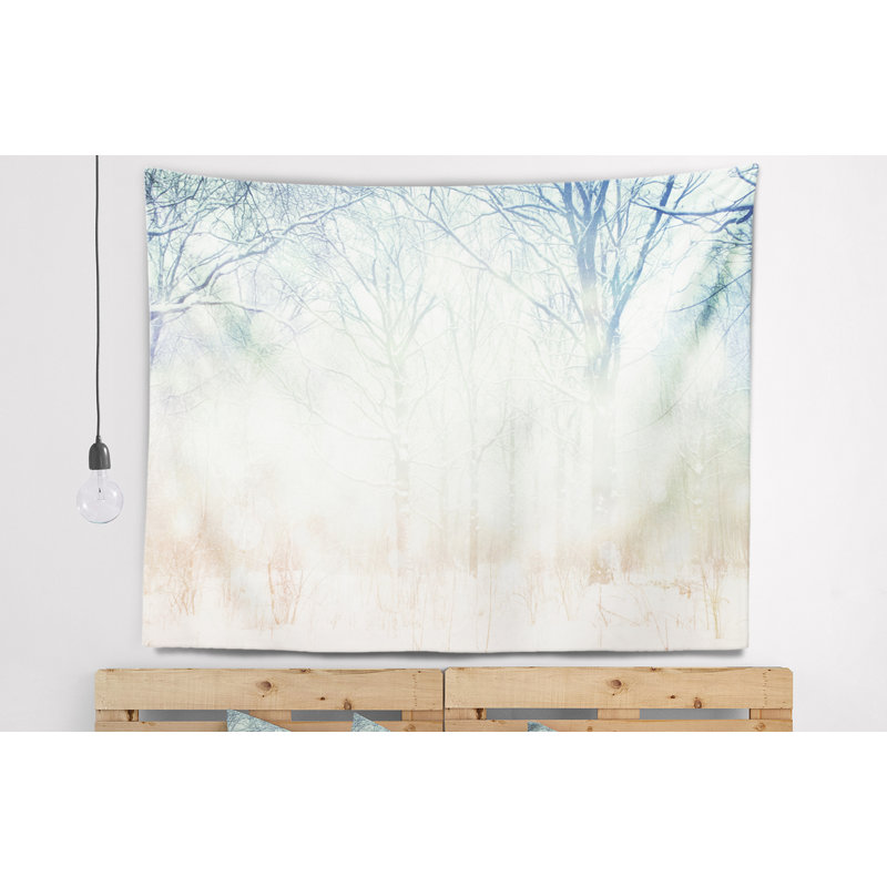 Tapisserie d’hiver de polyester avec une forêt avec accessoires suspendus inclus, H 78 po x l 92 po
