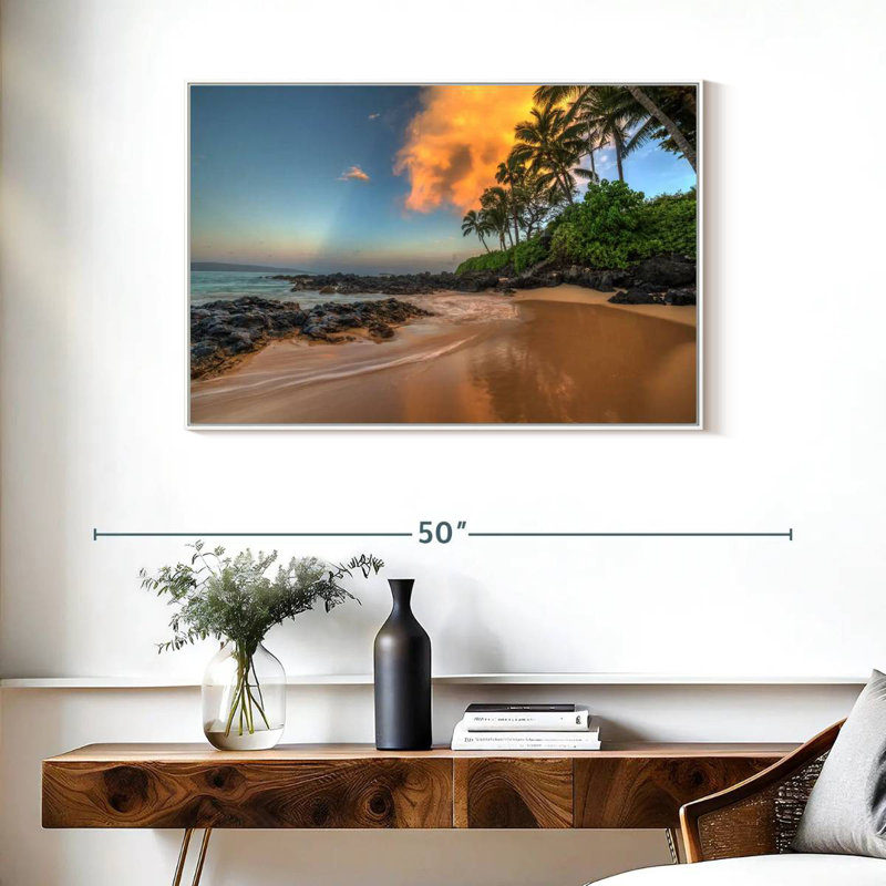 Secret Cove Sunrise, Floating Frame White, 31" X 21"