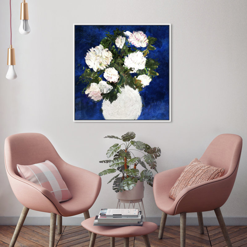 " Dripping Roses " Painting Print, White Framed, 25" H x 25" W x 1.5" D