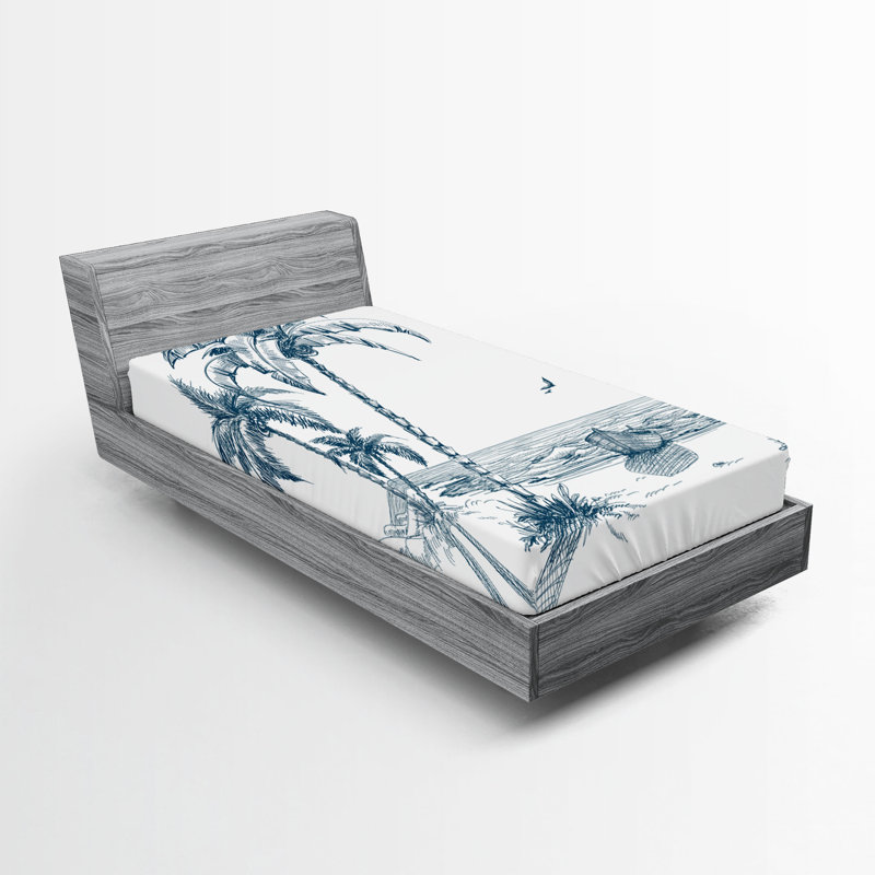 Ensemble de 2 drap-housse Ambesonne Island, Drap-housse de taille simple