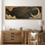 «Moody Yellow Crescent Moon Night Clouds Home Decor Extra Large», reproduction d'art sur toile encadrée-111665913-107118218