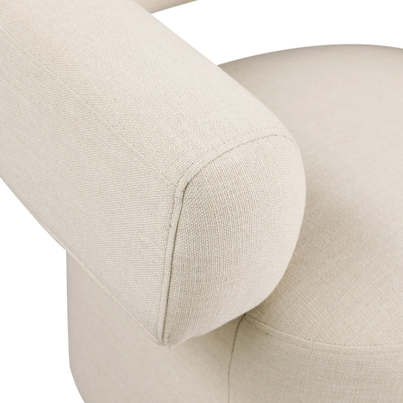Hynek Upholstered Swivel Accent Chair, Beige Linen Textured Fabric