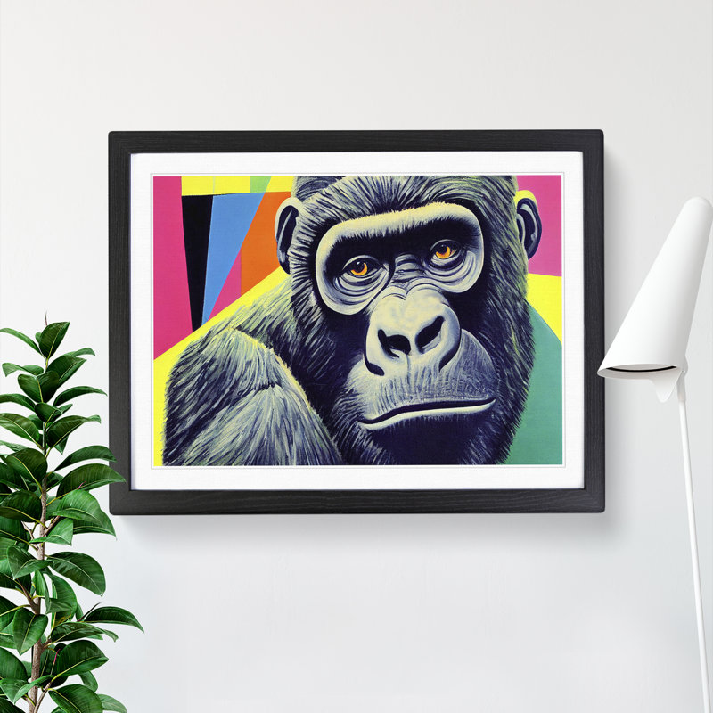 Awe Inspiring Gorilla - Single Picture Frame Print, Black Framed, 25cm H x 34cm W x 2cm D