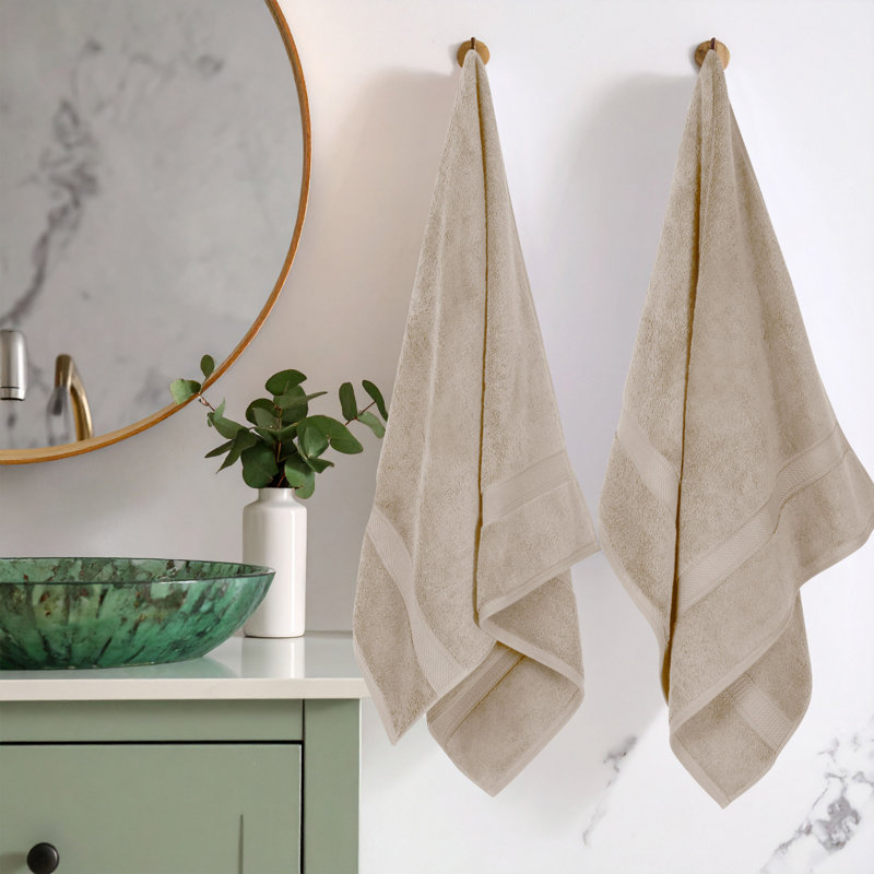 800 GSM Certified Egyptian Cotton Bath Towel Set (Set of 2), Stone