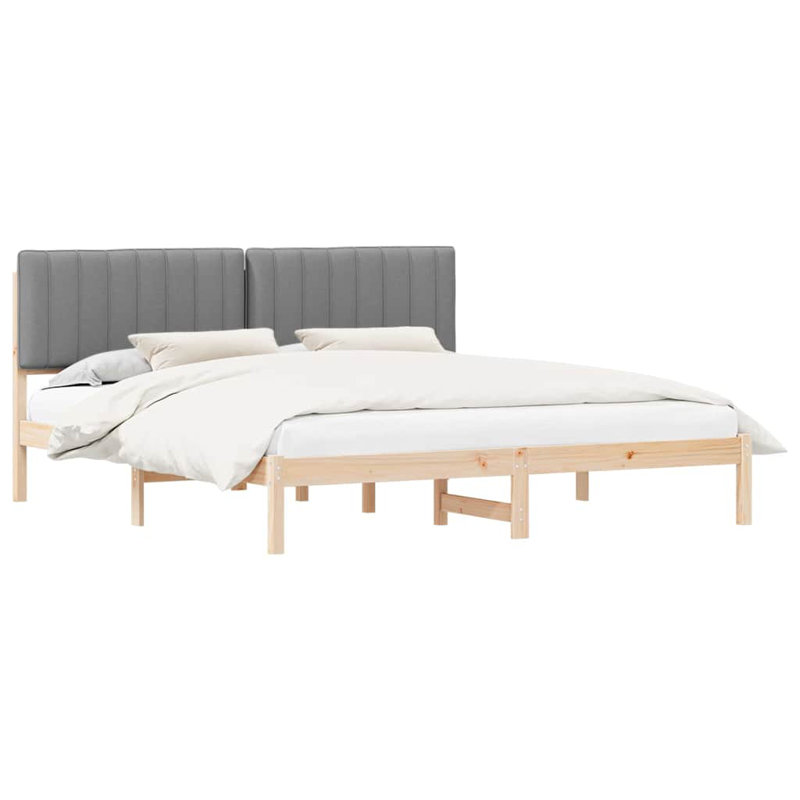 Solid Wood Bed, Natural/Light Grey, Super King (6')
