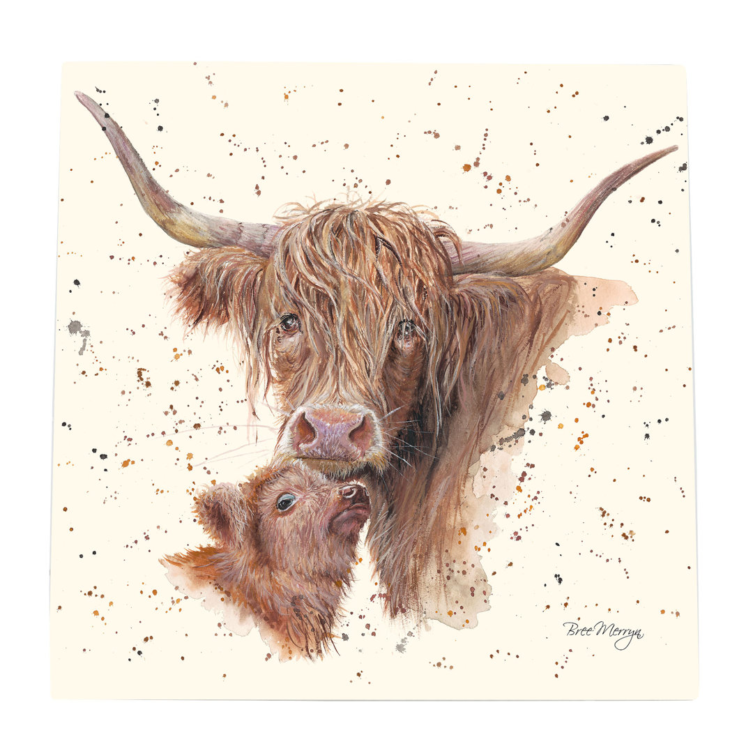 Highland Harmony Cows by Bree Merryn Ceramic Art Tile Wall Décor