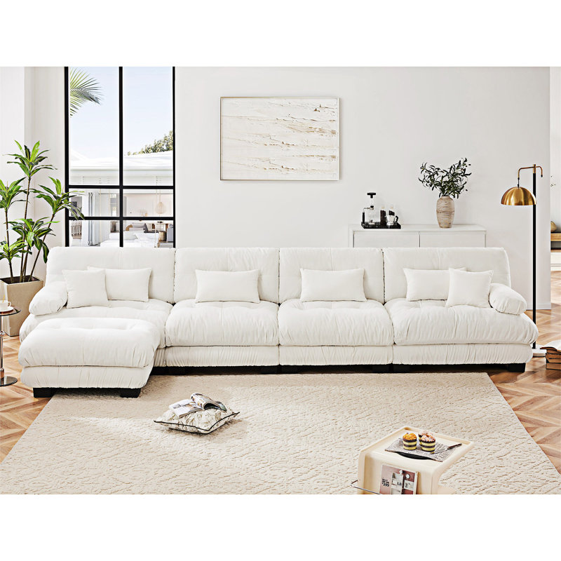 Modular Sectional Sofa Couch With Convertible Ottoman
