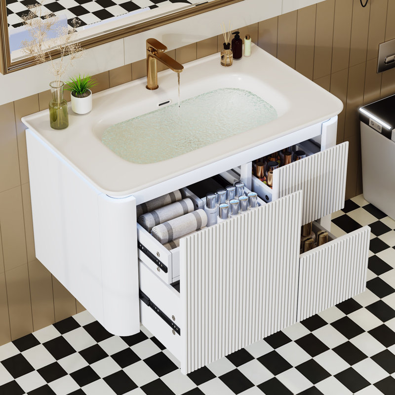 80.5 mm Wall Mounted Bathroom Vanity, White
