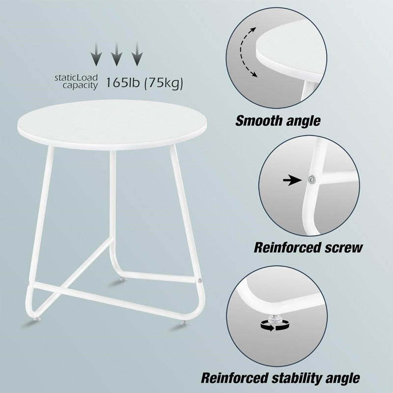 Table d'appoint ronde 17,7 po Katwa, Blanc