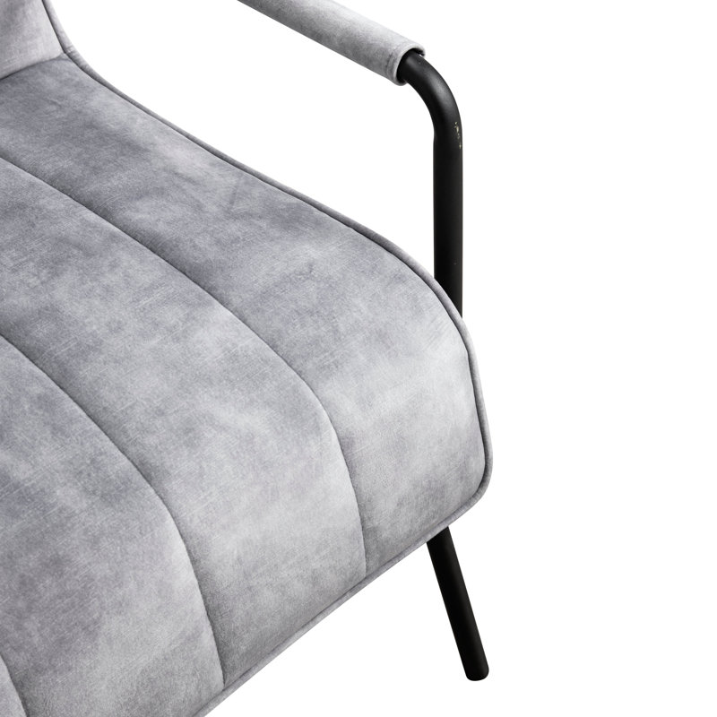 Fauteuil capitonné Monika, Velours gris