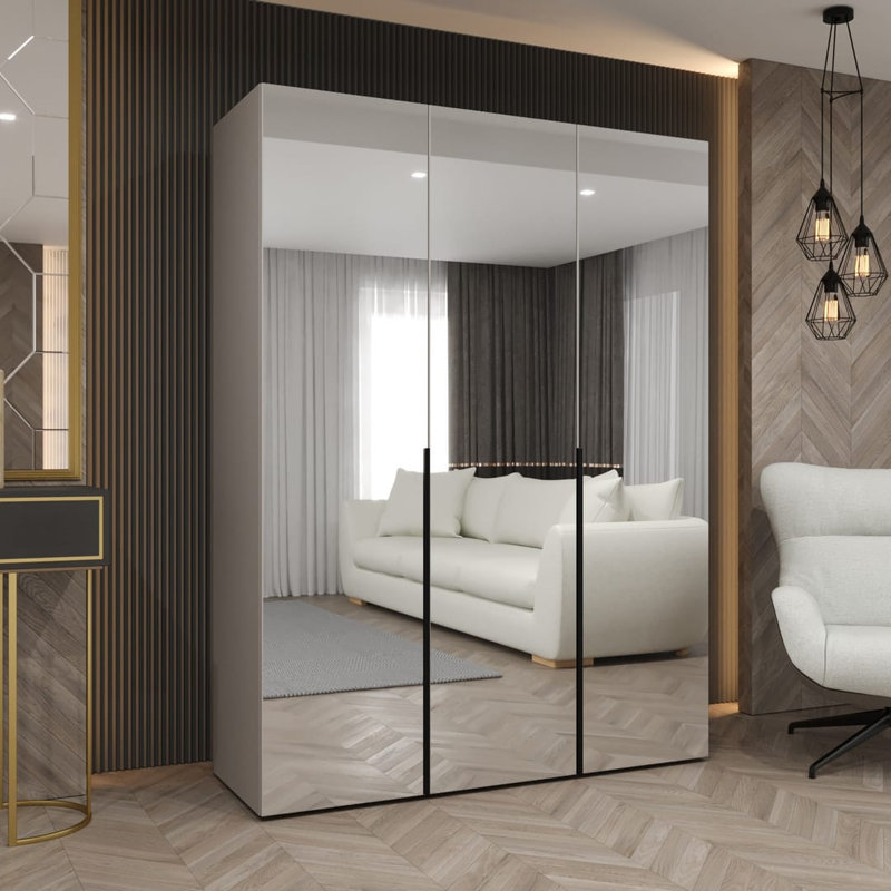 Bia 3 Door Manufactured Wood Wardrobe, Cashmere