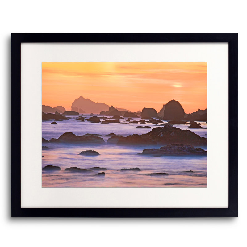 Coastal Rocks Sunset Print by Bruce Heinemann