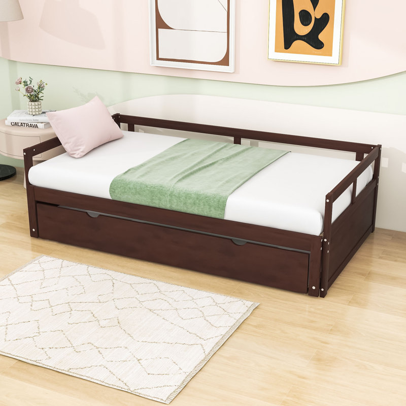 Wooden Extending Twin Daybed with Twin Trundle, Espresso