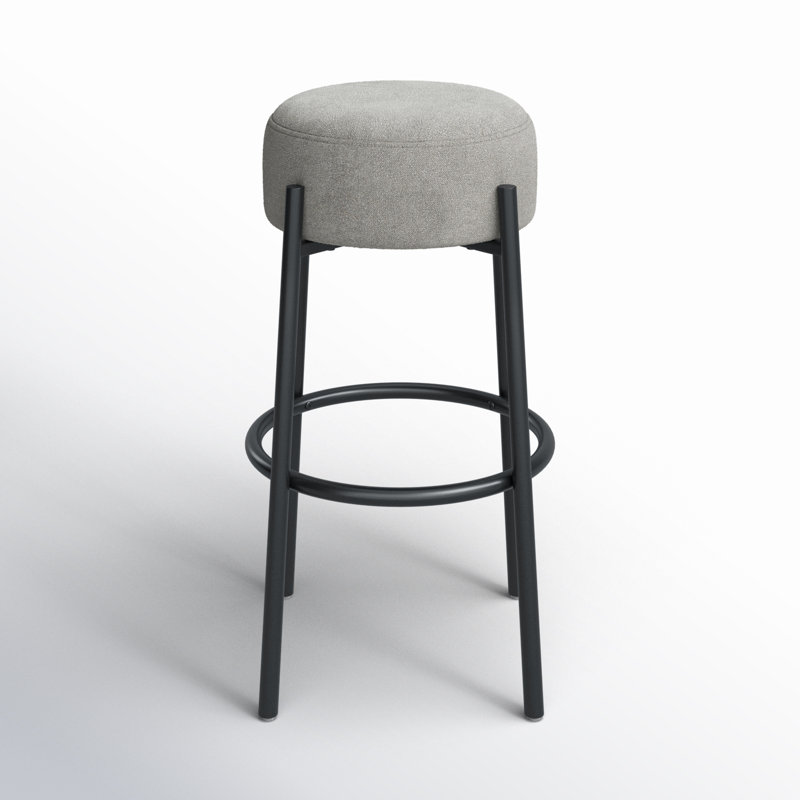 Colombe Upholstered Stool with Metal Frame, Bar Stool (30" Seat Height), Boucle-Gray