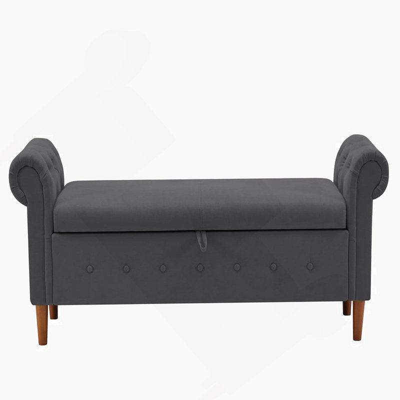 Multifunctional Storage Rectangular Sofa Stool, Dark Gray