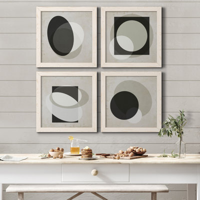 Moderniste Neutre I - ensemble de 4 peintures sur toile encadrées