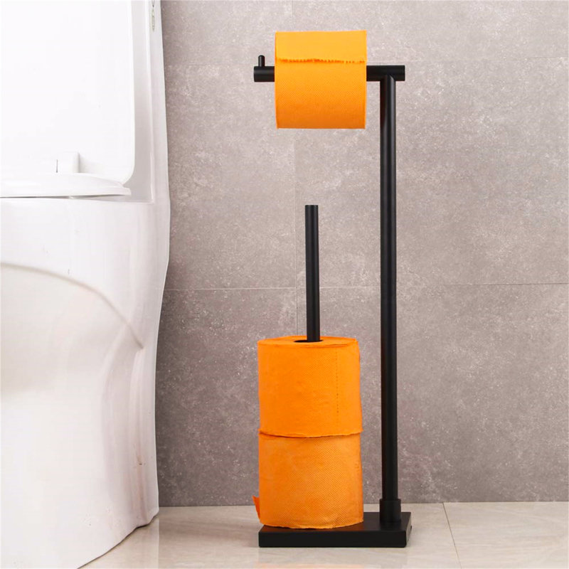 Vanpelt Free Standing Toilet Paper Holder, Black