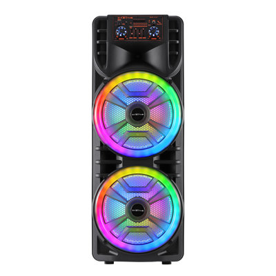 2800W Dual 12" Wireless Bluetooth Speaker Microphone Remote Portable RGB LED USB FM AUX MP3