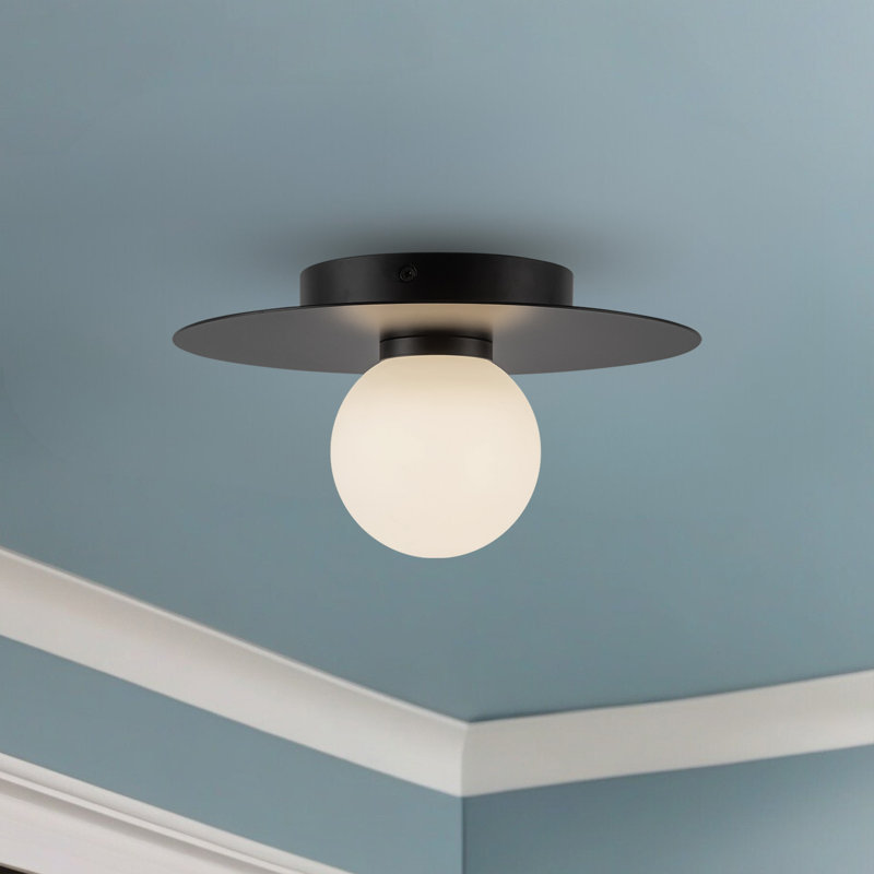 Elixir 10-In Flush Mount, Black/White, Black, 5.38" H x 9.88" W x 9.88" W