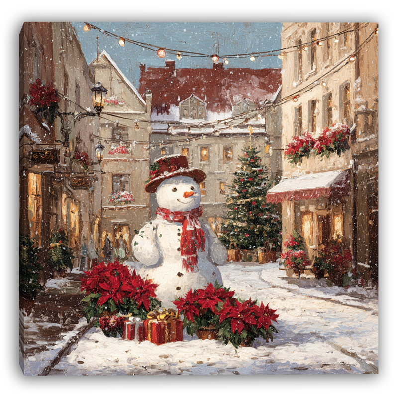 «Town Square Snowman», art mural sur toile tendue