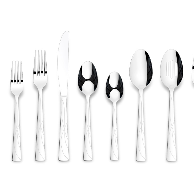 JARA 18/0 Stainless Steel Mirror 42 Pieces Flatware Set with Buffet