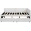 Lit de jour en lin beige avec 2 espaces de rangement, fabrication en bois robuste, compartiments sans sommier, revêtement, base solide, pour l'espace-1859015260