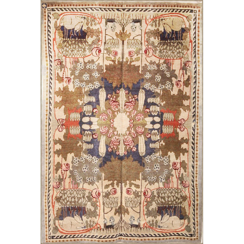 Washable Traditional Geometric Woven Area Rug, Square 3'3" Rug Pad Included