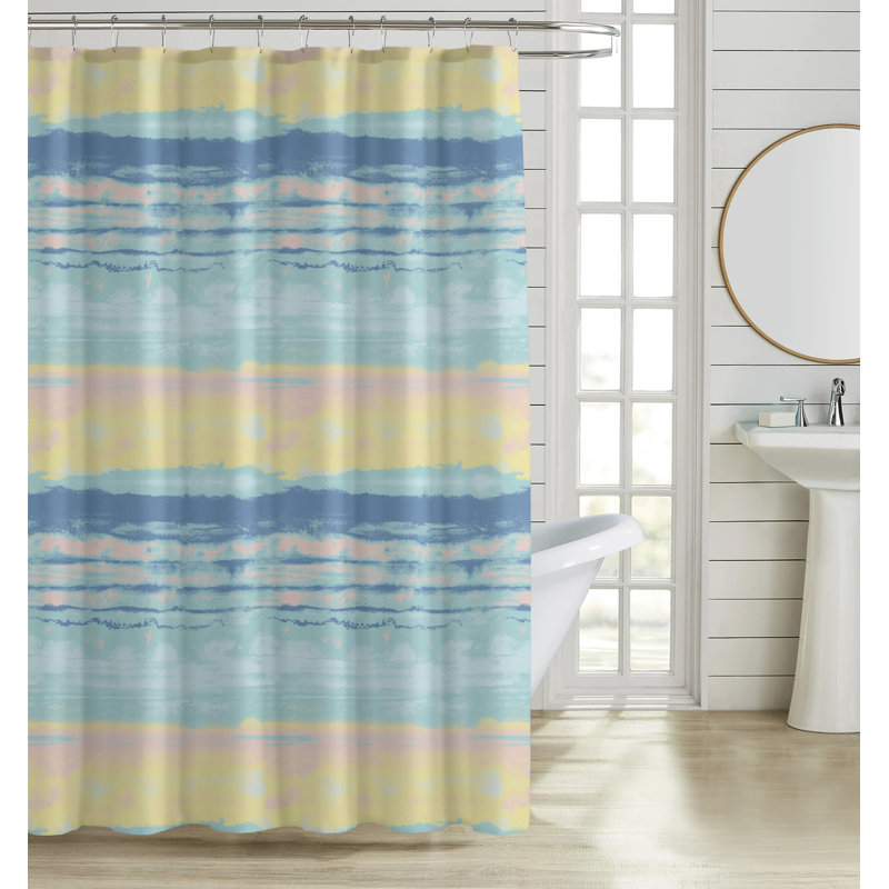 Ensemble de 13 rideaux de douche luxueux, Bleu géométrique 4