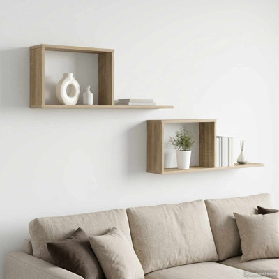  Floating Shelves with Shelf with Storage Engineered Wood Wall Mounted