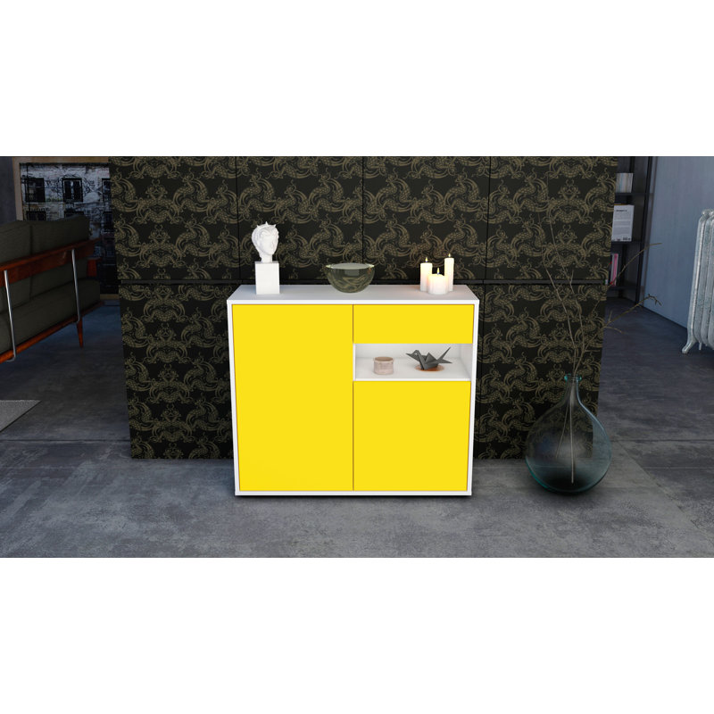 Rayburn 92cm Sideboard, White/Yellow