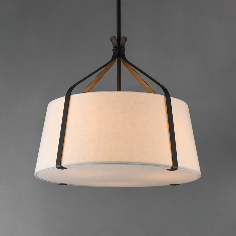 Luminaire suspendu Bandera, Bronze foncé, H 24,75 po x l 20,75 po x P 20,75 po, Trois lumières