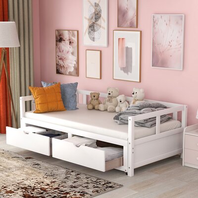 Blaris Twin 2 Drawer Solid Wood Daybed with Trundle -  Harriet Bee, C9AC4E93B41845CDAA6AB067FFE9C374