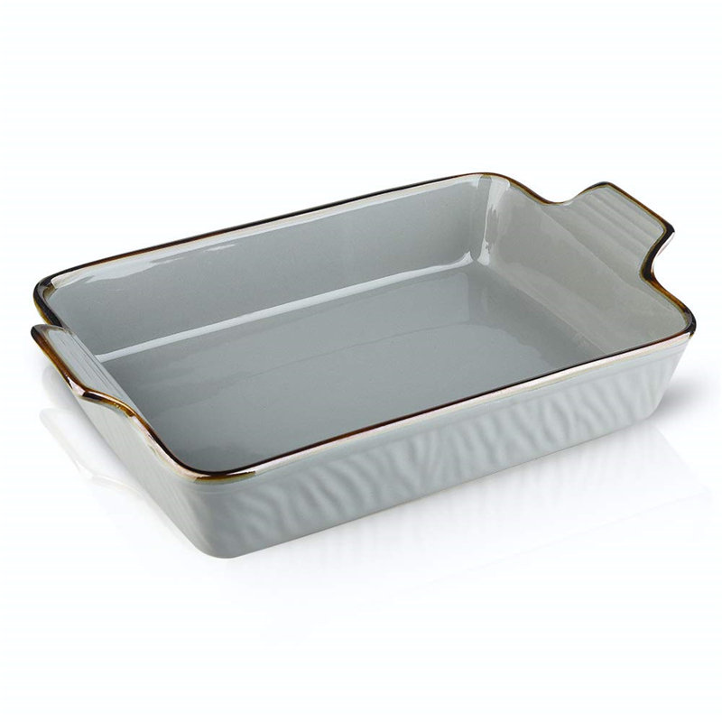 Gray Ceramic 9x13 Rectangular Baking Dish with Handles
