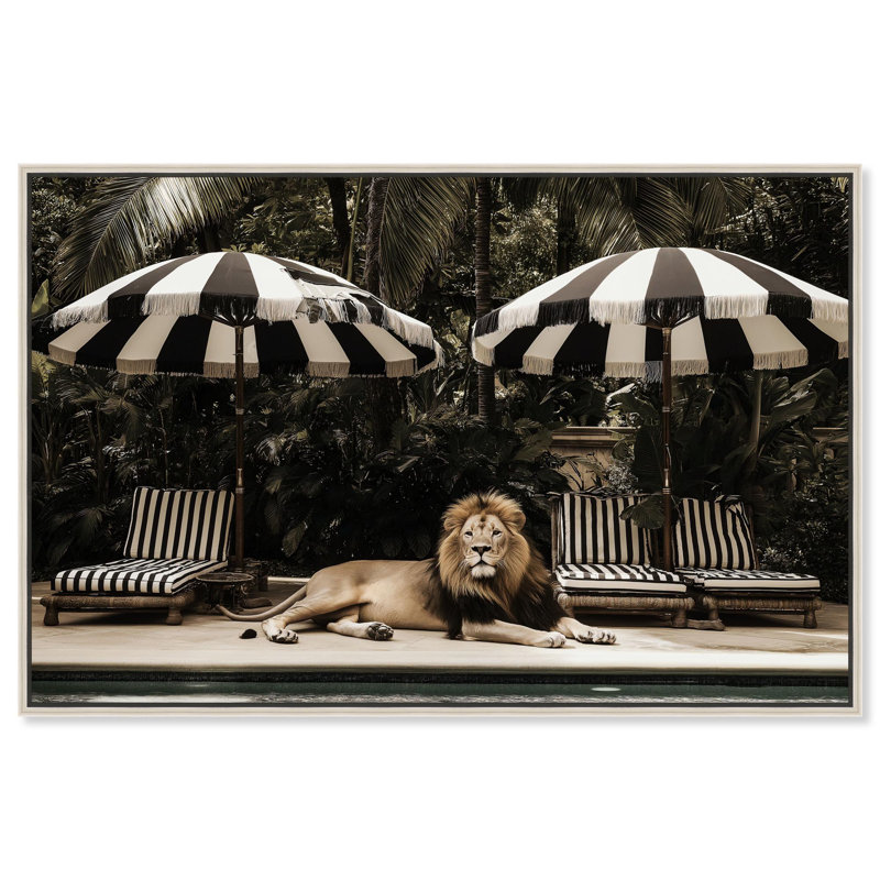 Luxe of the Jungle King Canvas Retro Photography by Art Remedy Print On Canvas, 11" H x 16" W, Silver Floater Framed