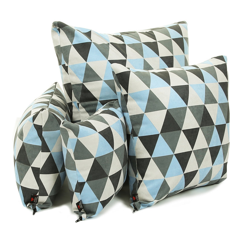 Migrati Geometric Square Cushion, Medium, Blue