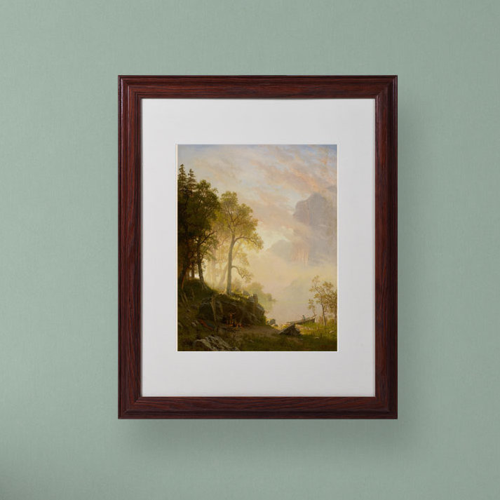 « the merced river » par albert bierstadt,, reproduction d’art encadrée, H 20 po x l 16 po x P 0,5 po, Brun