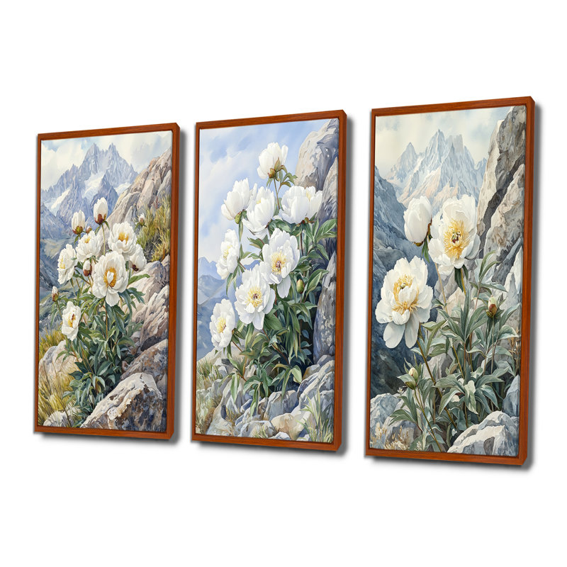 Pivoines par The Rocky Slope I - Collection de reproductions sur toiles florales, H 28 po x l 36 po, Brun