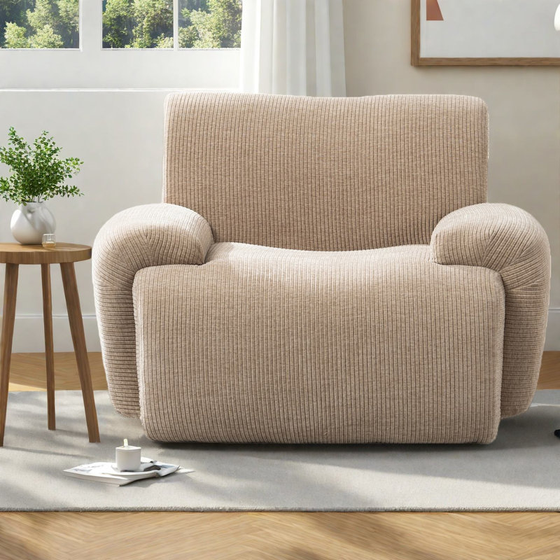 Fauteuil d'appoint moderne en chenille taupe confortable pour le salon et la chambre à coucher